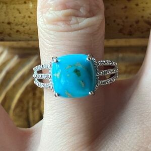 Genuine Kingman Turquoise Sterling Silver Ring Size 8